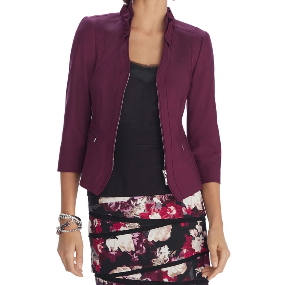 WHBM PONTE BURGUNDY JACKET